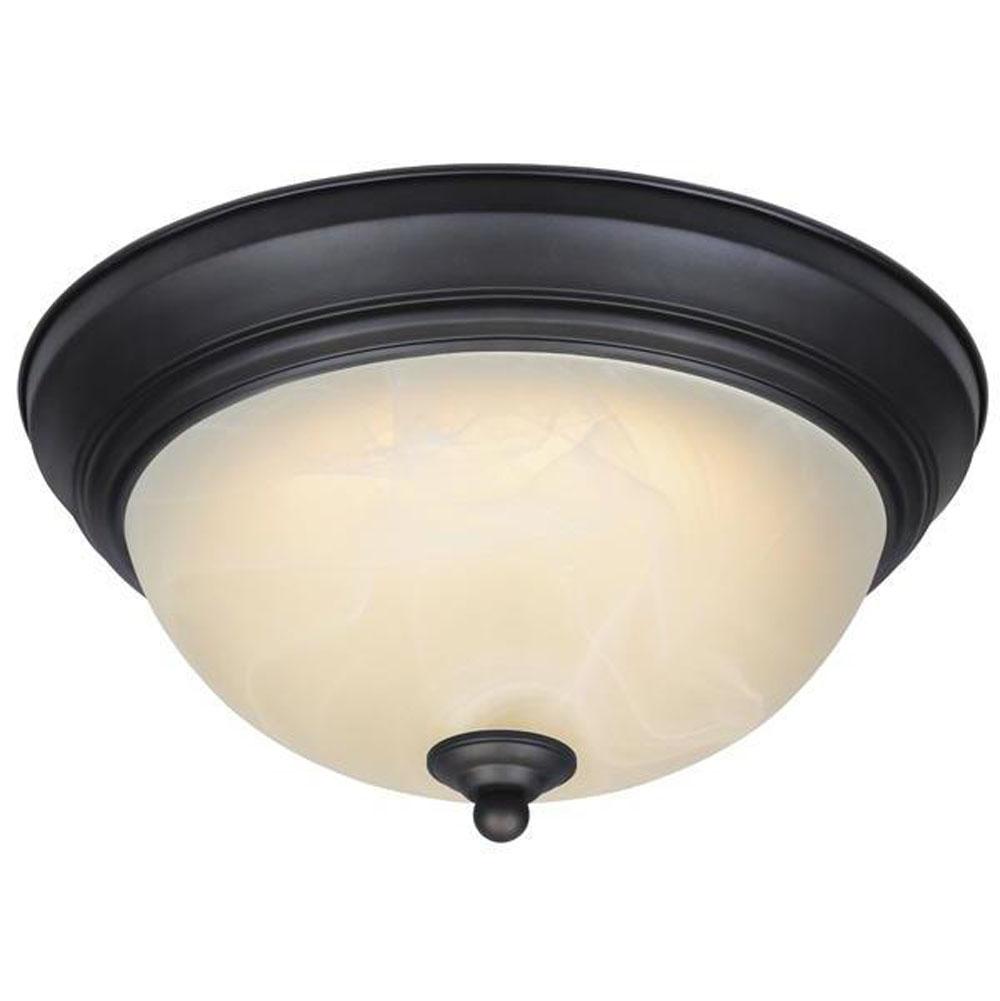 Westinghouse Dimmable LED Indoor Flush Mount Ceiling Fixture, Oil Rubbed Bronze Finish with White Alabaster Glass