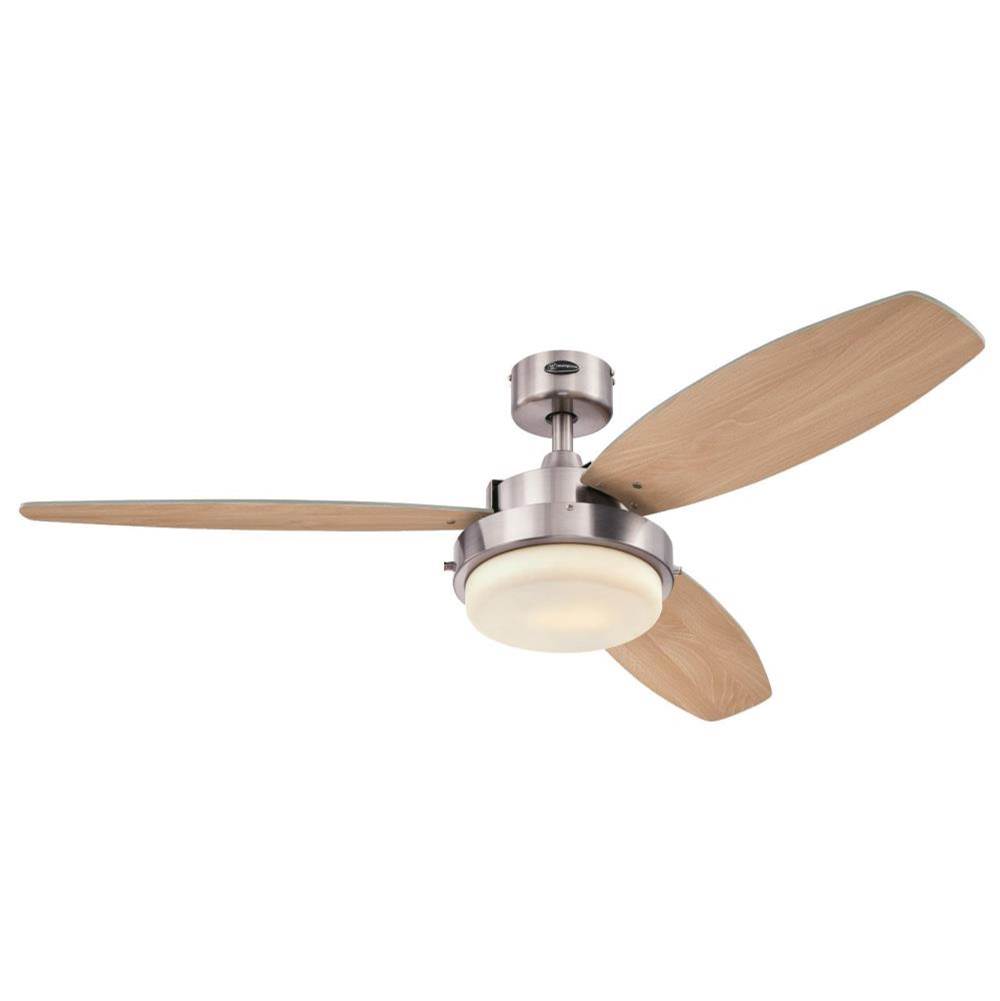 Westinghouse 52'' Brushed Nickel Finish Reversible Blades (Beech/Wengue) Includes Light Kit with Opal Frosted Glass