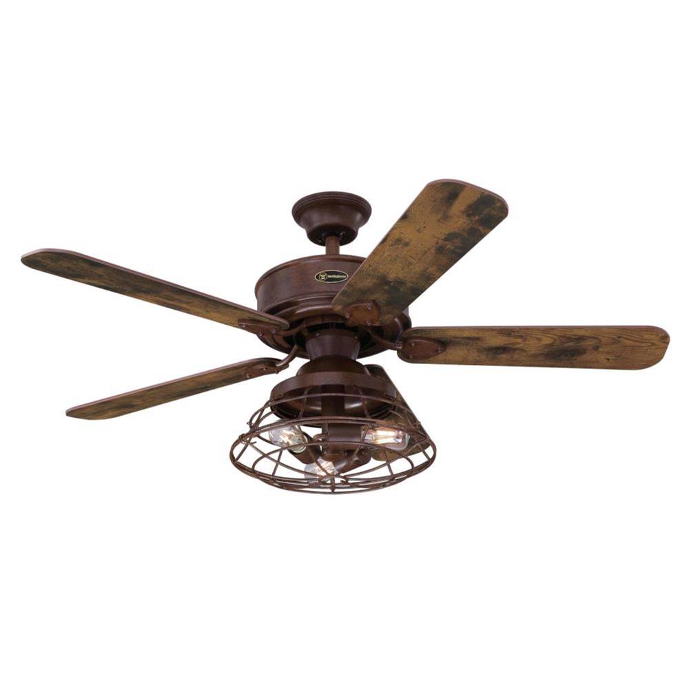 Westinghouse Westinghouse Barnett 48-Inch Indoor Barnwood Ceiling Fan, Dimmable LED Light Kit with Cage Shade, Remote Control Included