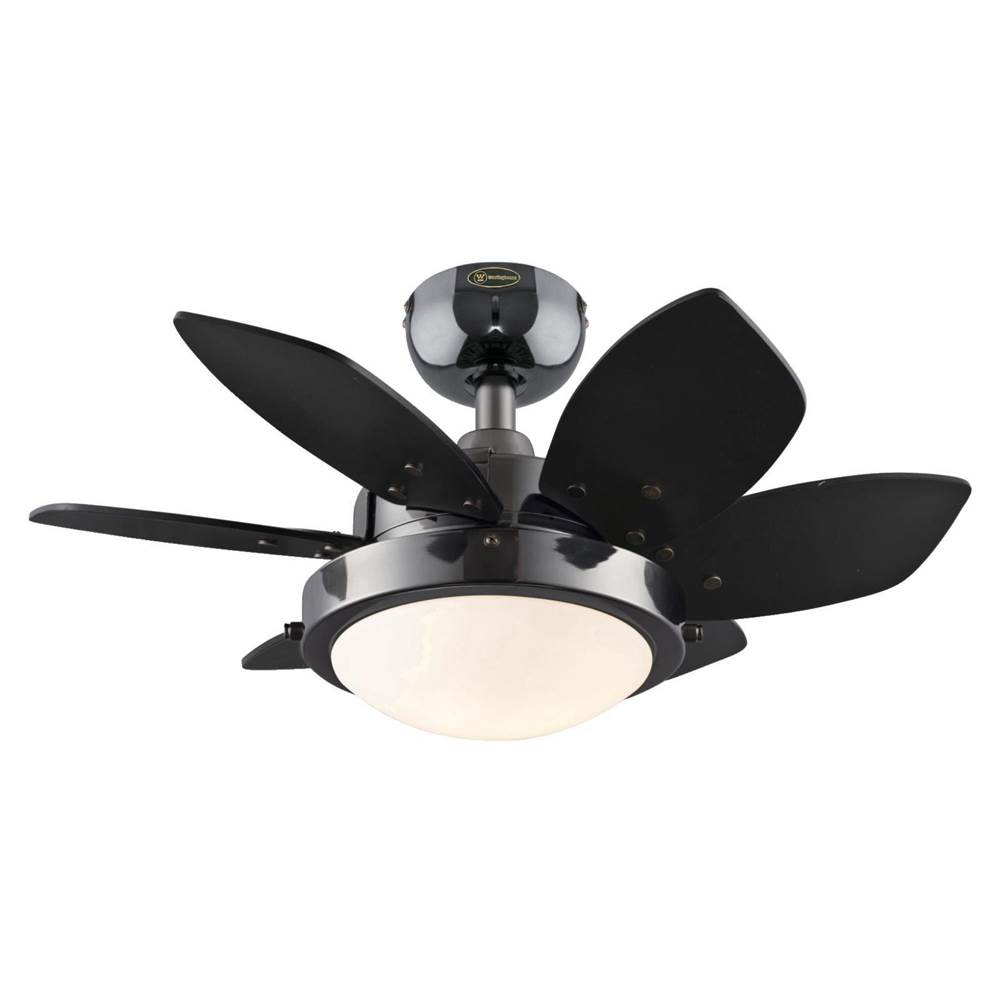 Westinghouse Westinghouse Lighting Quince LED 24-Inch 6-Blade Gun Metal Indoor Ceiling Fan with Dimmable LED Light Fixture and Opal Frosted Glass