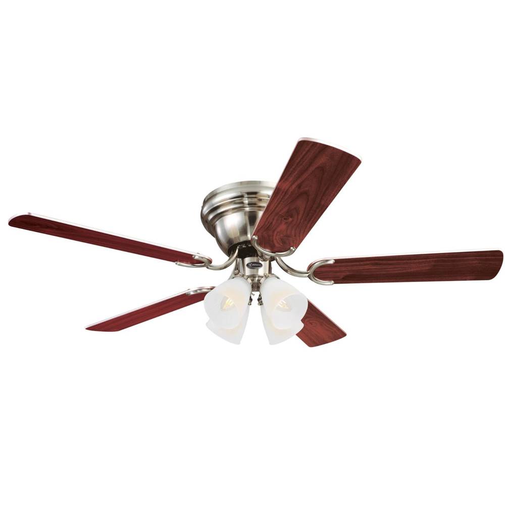 Westinghouse Westinghouse Lighting Contempra IV 52-Inch 5-Blade Brushed Nickel Indoor Ceiling Fan with Dimmable LED Light Fixture and Frosted Ribbed Glass